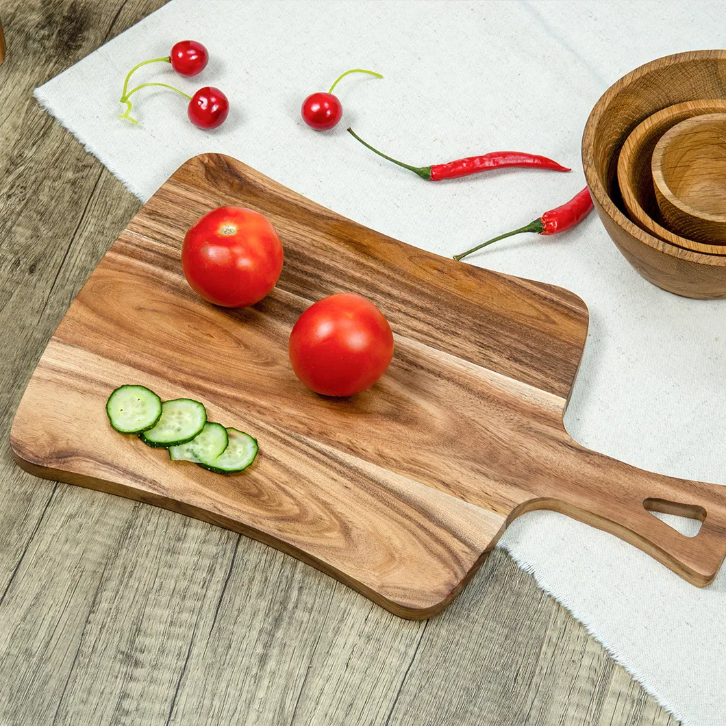 Tabla de cortar de madera con asas para frutas y queso 