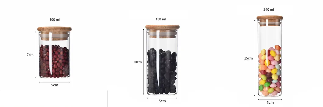 Venta al por mayor 100ml 150ml 240ml Tarro de especias de vidrio Estante de especias para cocina 