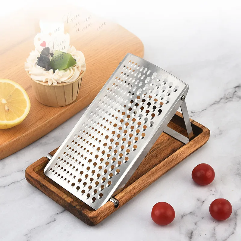 New Removalbe Rallador de acero inoxidable con caja base de madera para queso/lim&oacute;n 