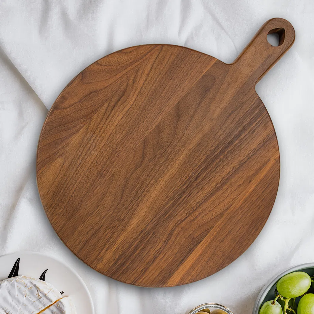 Tabla de cortar de madera de nogal redonda, tabla de cocina para cortar carne de frutas y verduras 