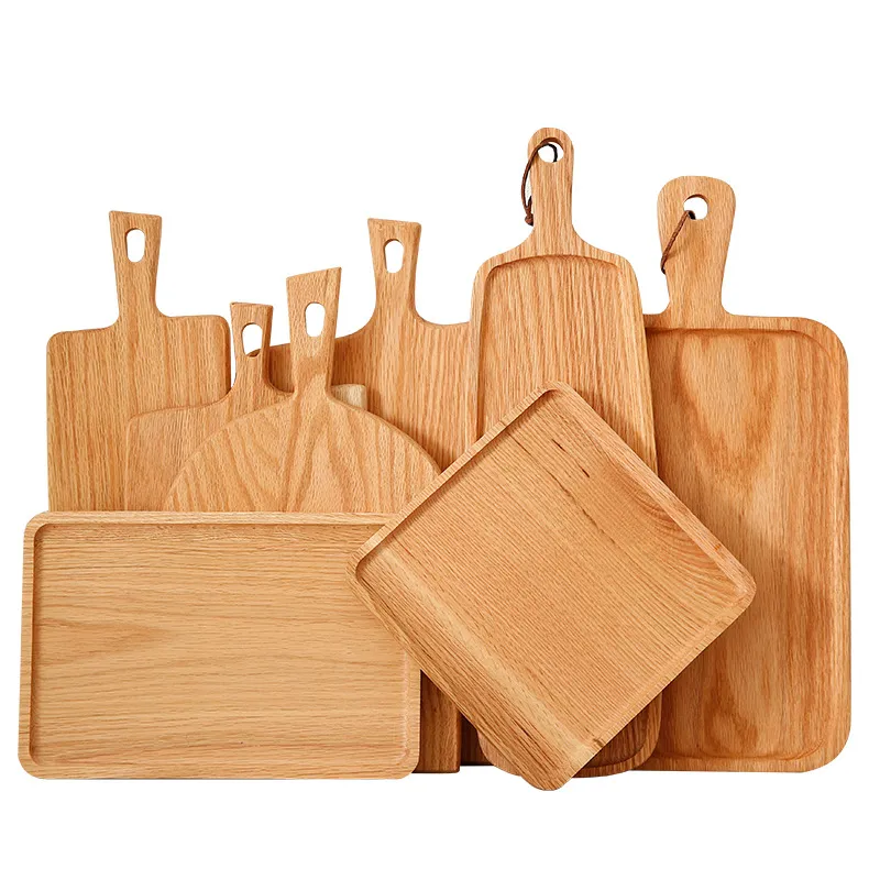 Tabla de cortar de madera de roble con forma de paleta grande,