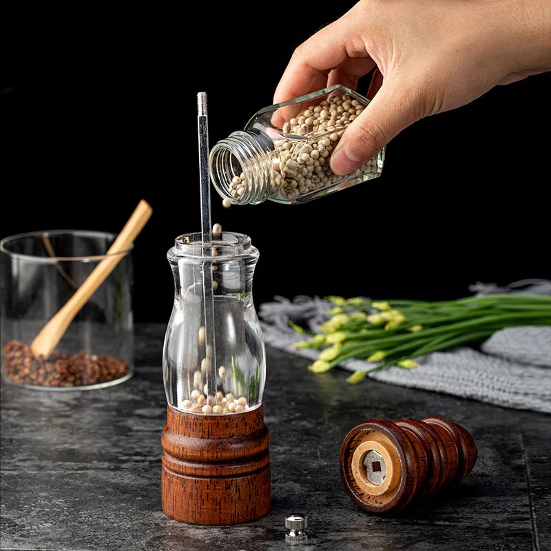 Faro - Molinillo de pimienta manual de madera maciza, vers&aacute;til y con forma, para el hogar 
