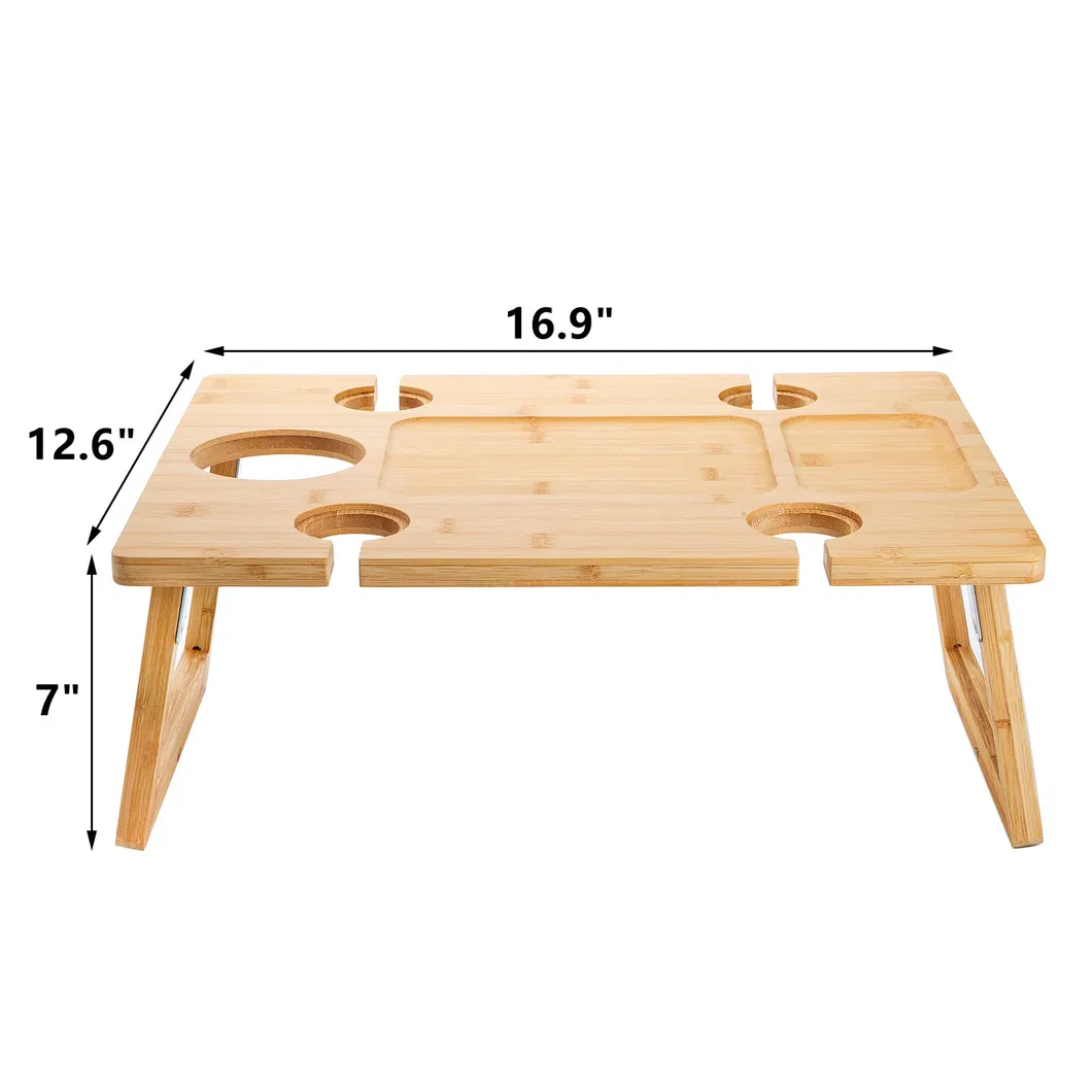 mesa de picnic de bamb&uacute; rectangular plegable para vino, mesa de picnic para 