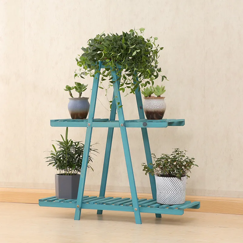 Estante de flores de madera multifunci&oacute;n de 3 capas, soporte para plantas, estante de flores para exhibici&oacute;n en interiores y exteriores 