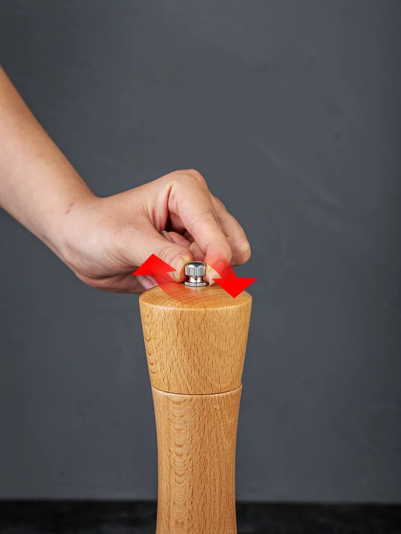 Molinillo de pimienta manual de madera de haya, juego de molinillo de especias para cocina 