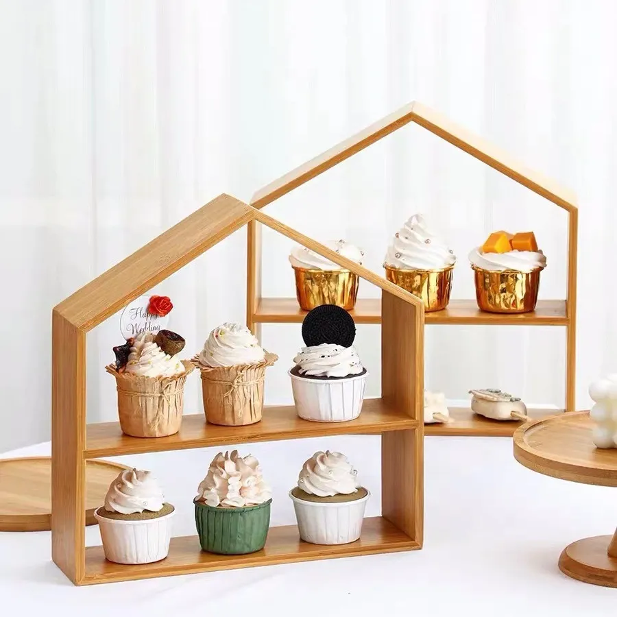 soporte para pastel de madera para postre. 