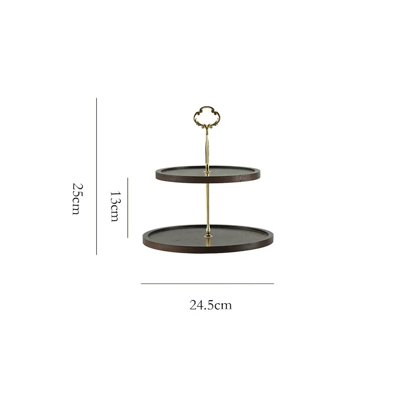 Soporte para pastel de bamb&uacute; de 3 niveles de estilo r&uacute;stico de color negro con mango de metal 