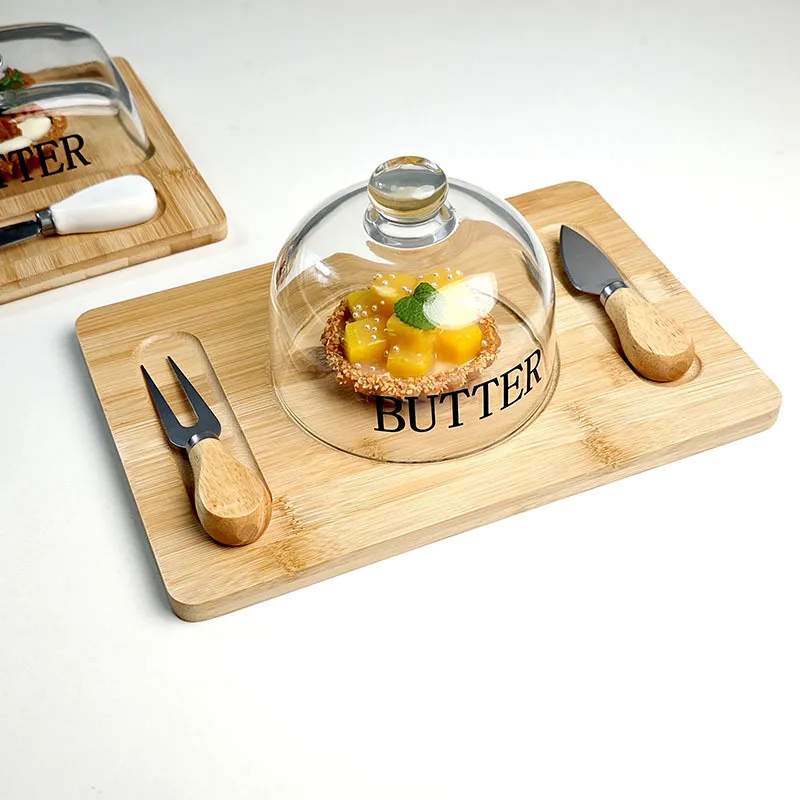 Plato de almacenamiento de mantequilla a base de mantequilla de bambú