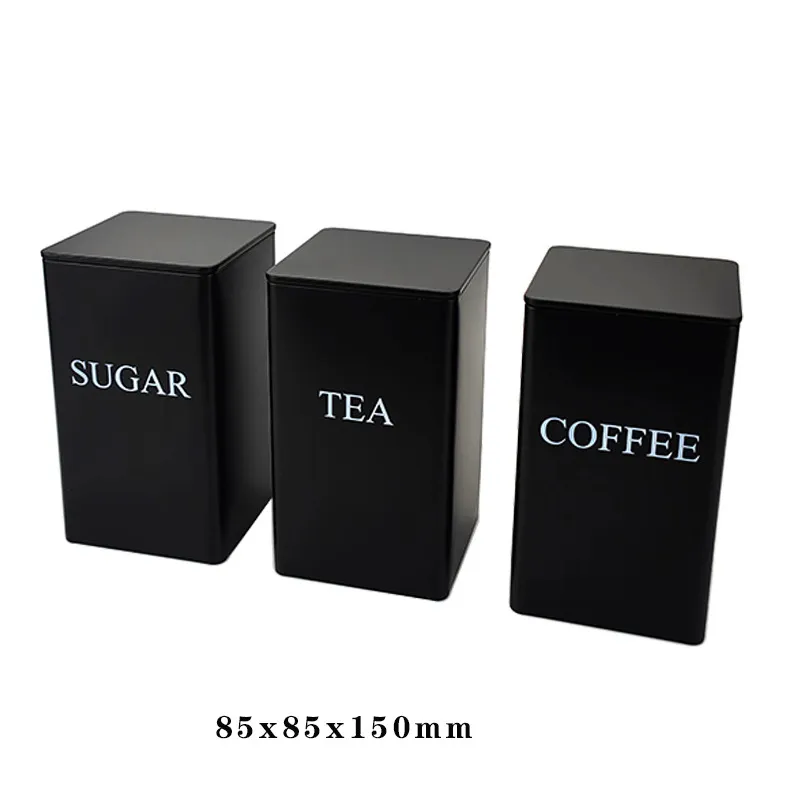 Juego de 3 botes de almacenamiento de cocina de metal para caf&eacute;, t&eacute;, az&uacute;car