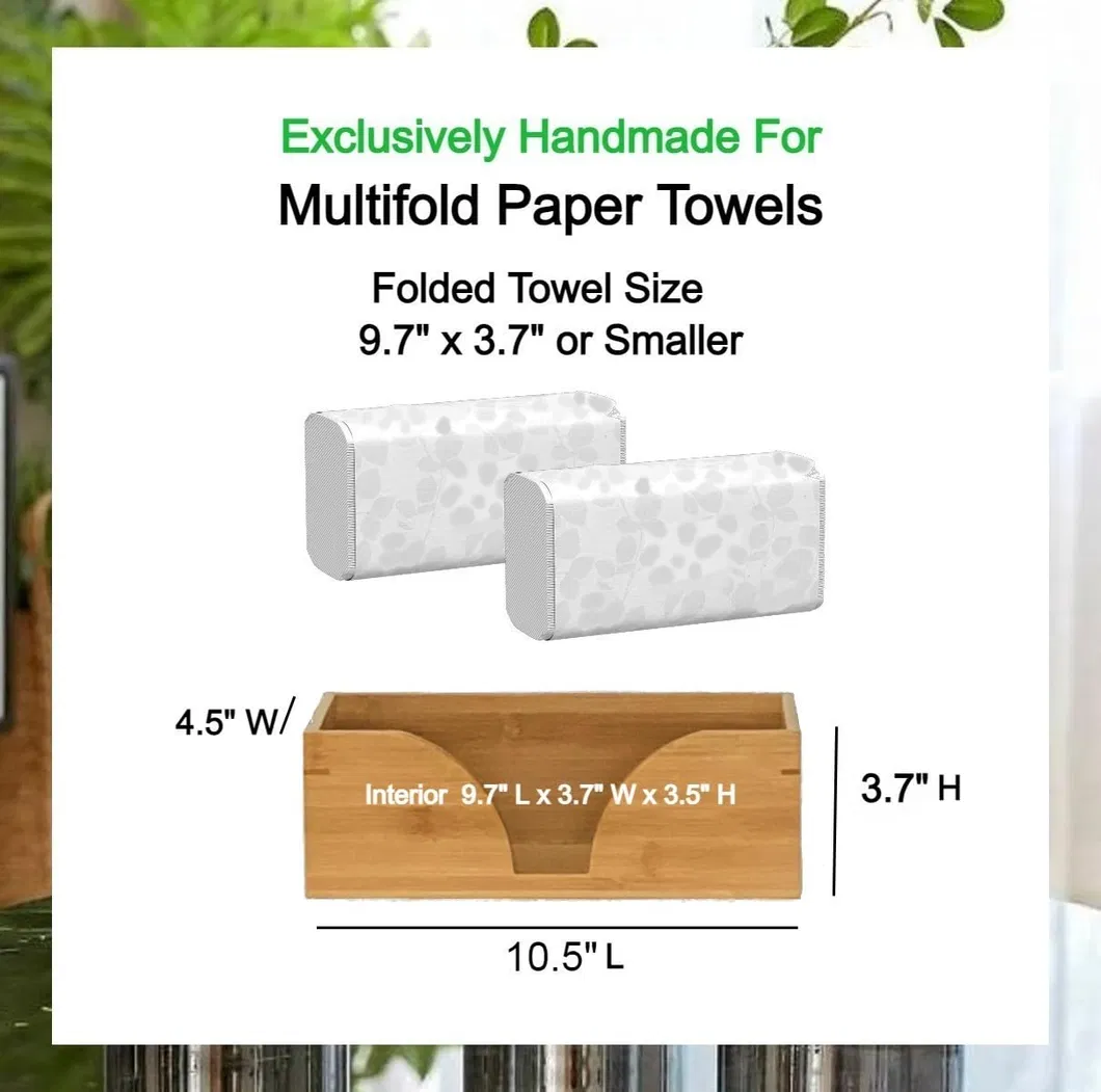 Dispensador/soporte de toallas de papel plegadas de bamb&uacute; m&uacute;ltiples para encimera 