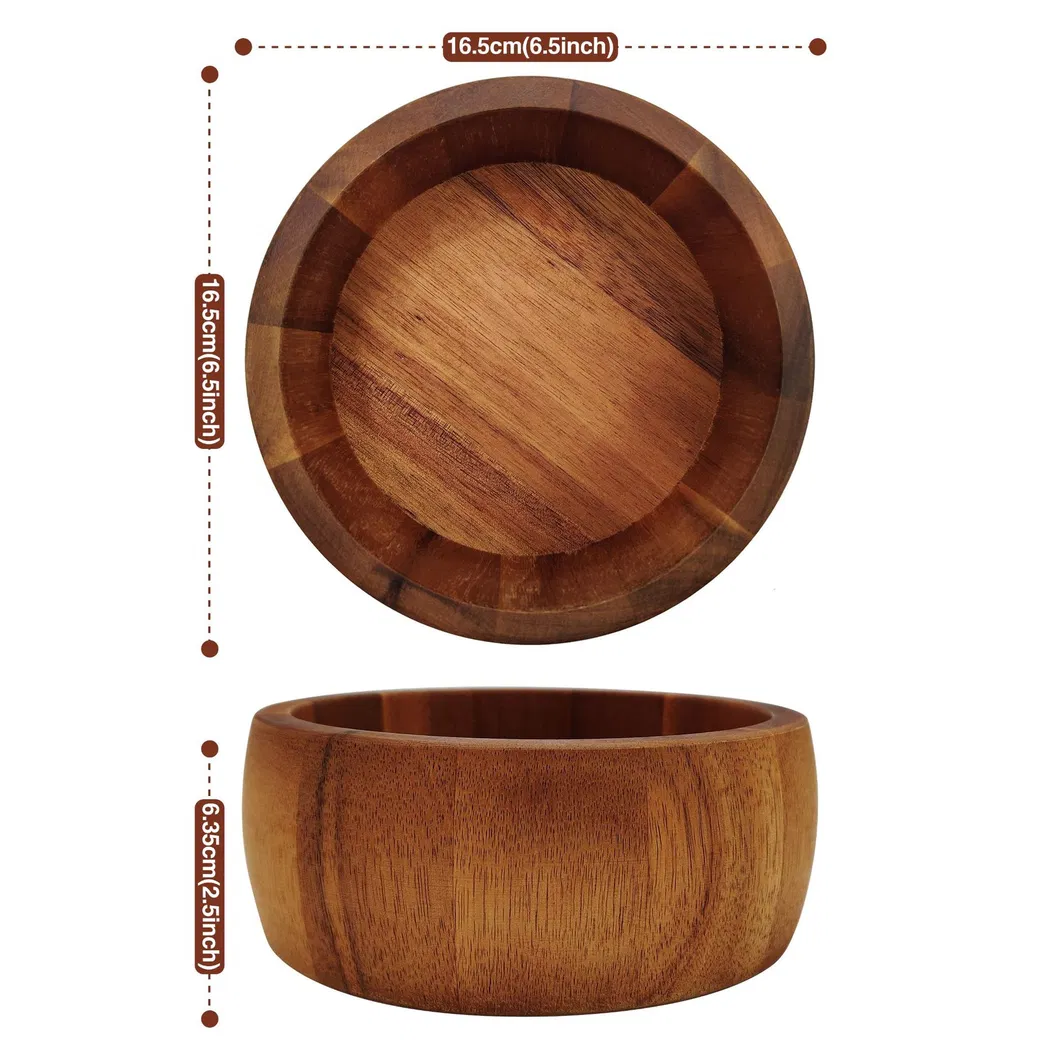 peque&ntilde;o y redondo de madera de acacia Ensaladera Frutero 