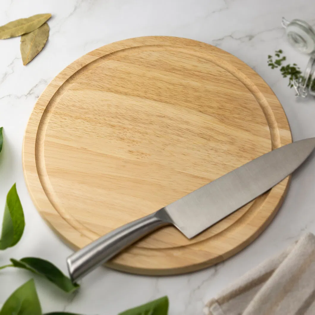 Tabla de cortar de frutas y verduras de madera de haya redonda de lujo