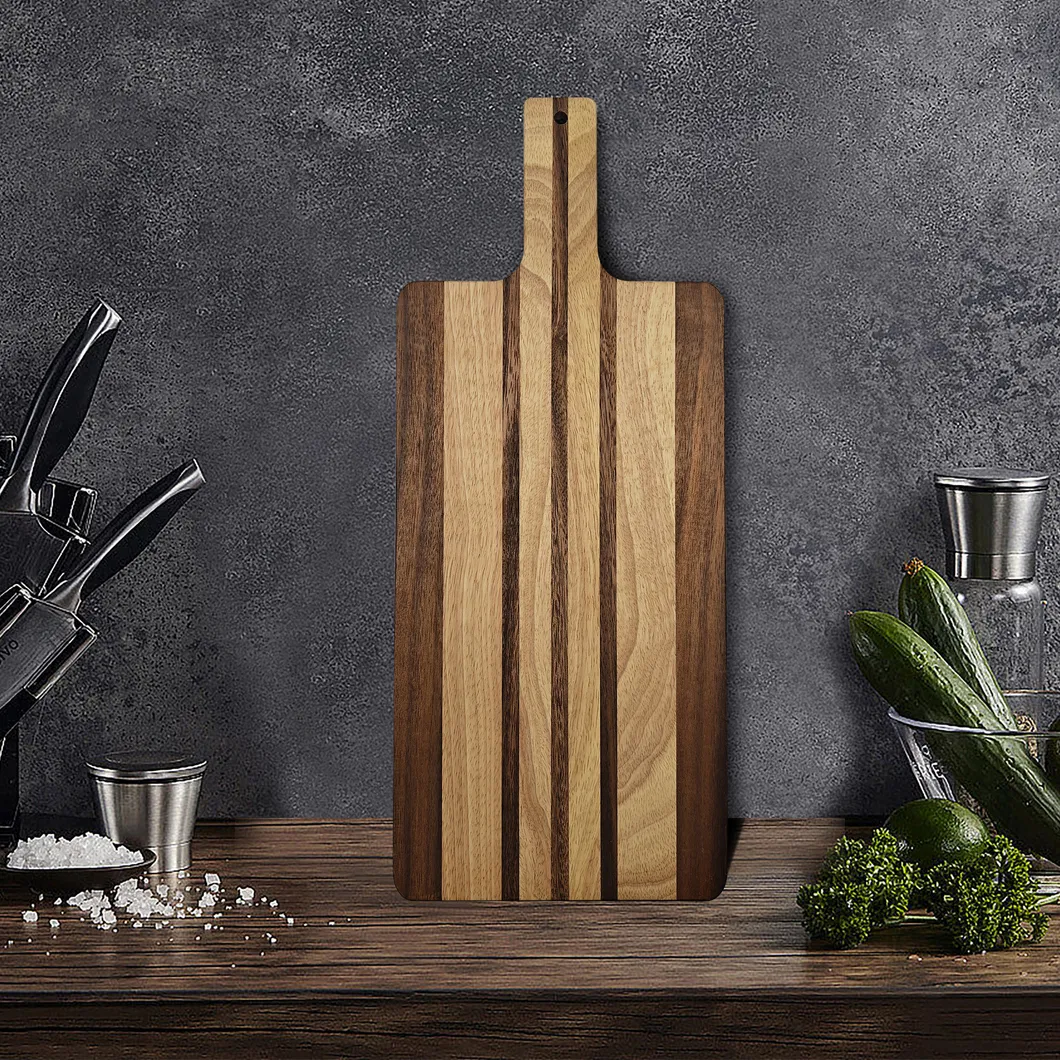 Tabla de servicio de grano de madera de acacia con forma de paleta premium