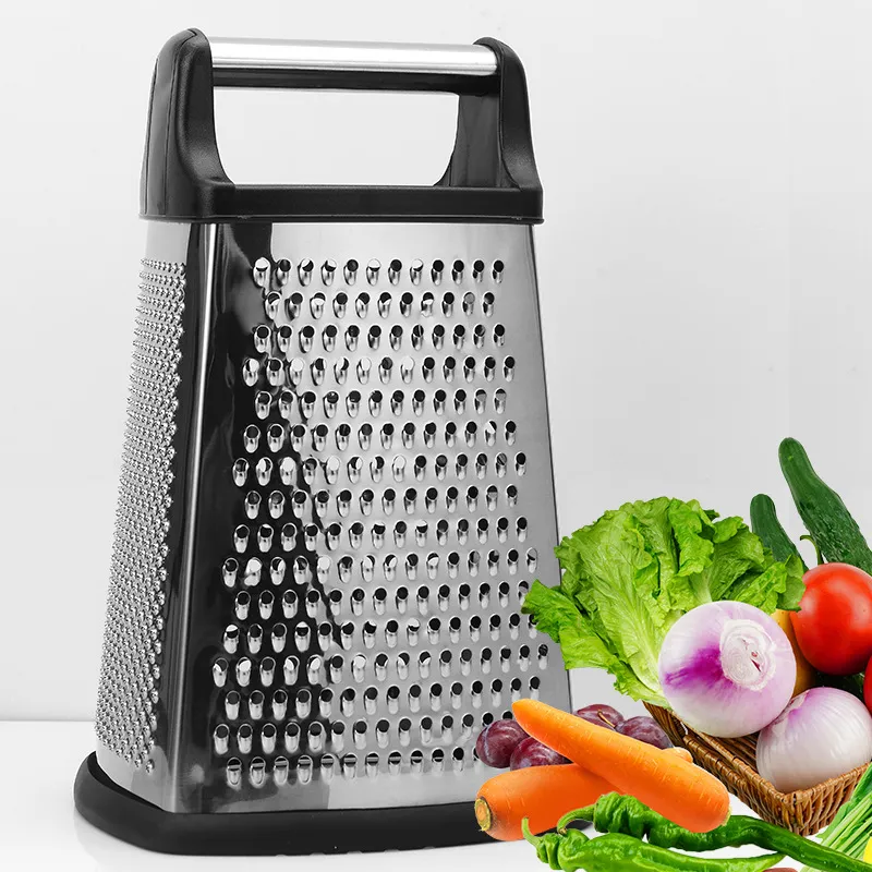 rallador de queso Herramienta de cocina de mano de 4 lados de acero inoxidable para queso, patatas y jengibre, rallador de queso 