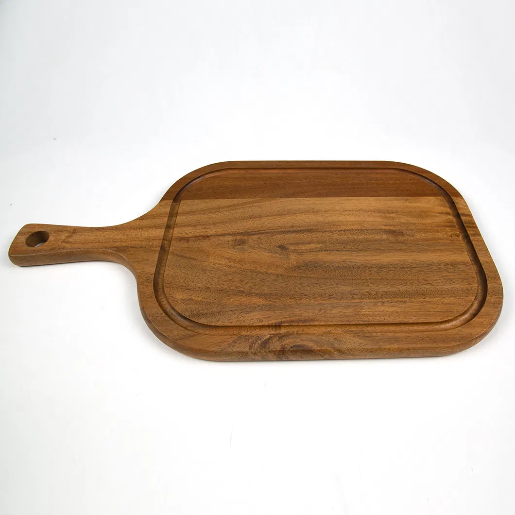 Bandeja para servir alimentos de madera de acacia con ranura DIP 