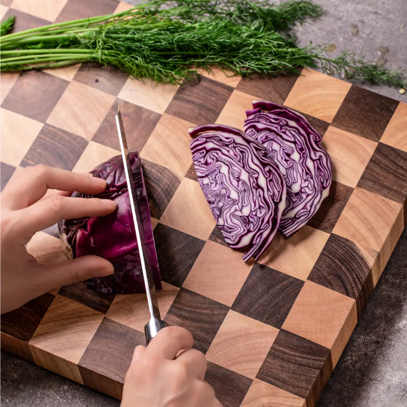 Tabla de cortar grande de madera gruesa, bloque de carnicero con patr&oacute;n de tablero de ajedrez Tabla 