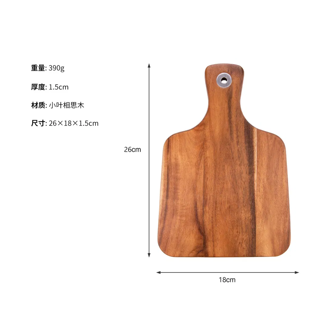 Tabla de servir peque&ntilde;a de madera de acacia natural con asa