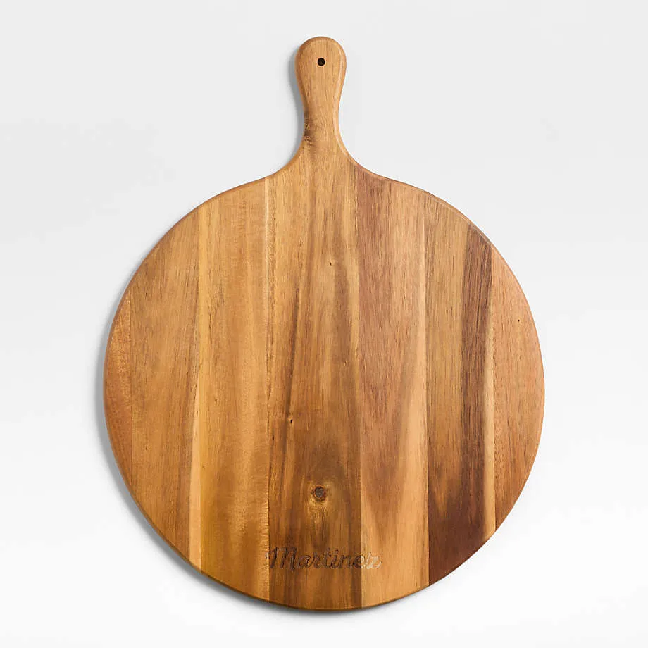 Tabla de cortar de madera redonda grande, tabla de embutidos para entretener 