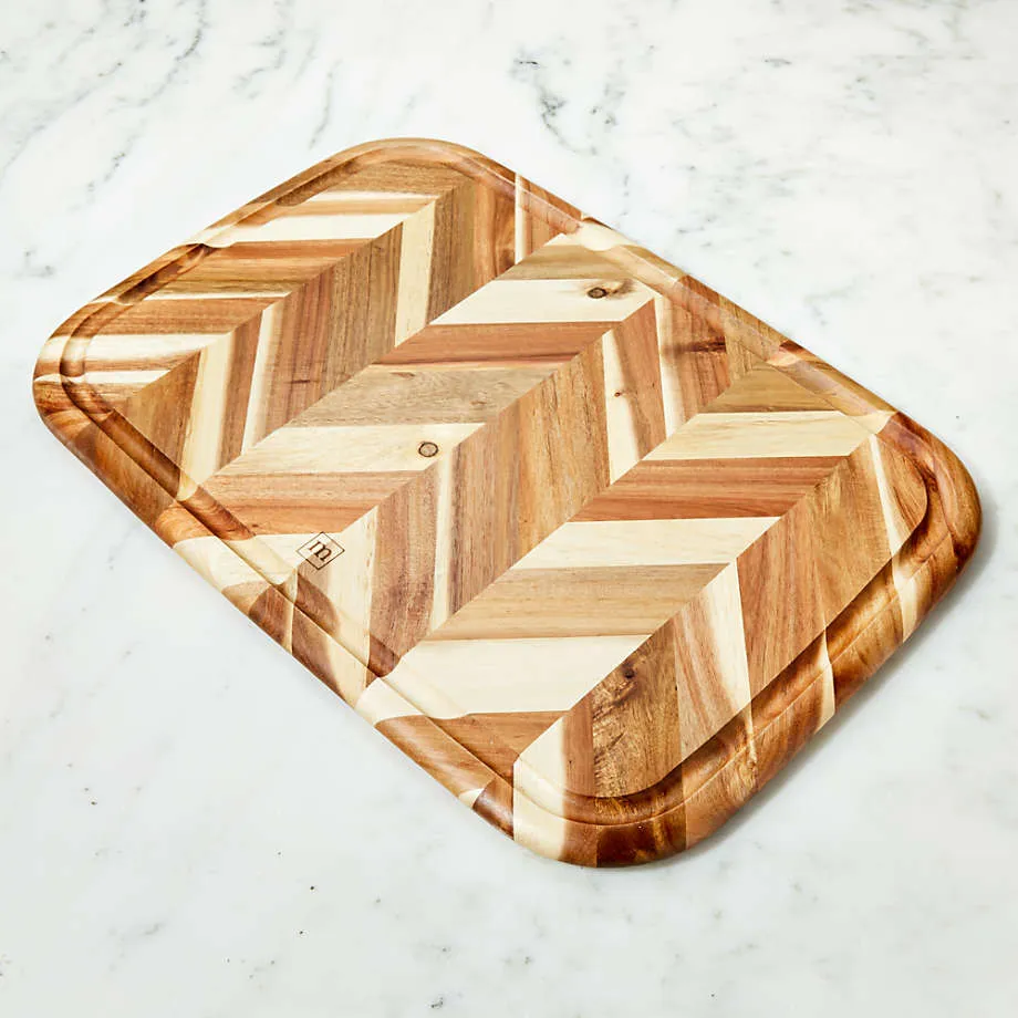 Tabla de cortar de madera rectangular grande con dise&ntilde;o de espiga para cocina 