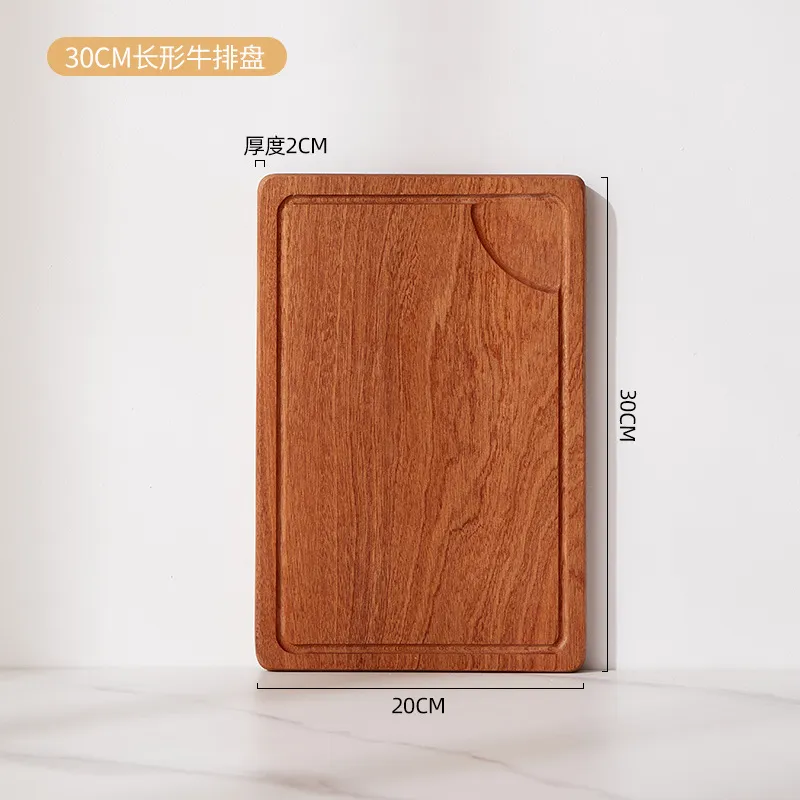 Juego de tablas de cortar rectangulares de madera de &eacute;bano con ranura para jugo 