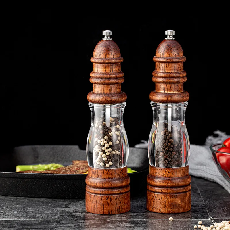 Faro - Molinillo de pimienta manual de madera maciza, vers&aacute;til y con forma, para el hogar