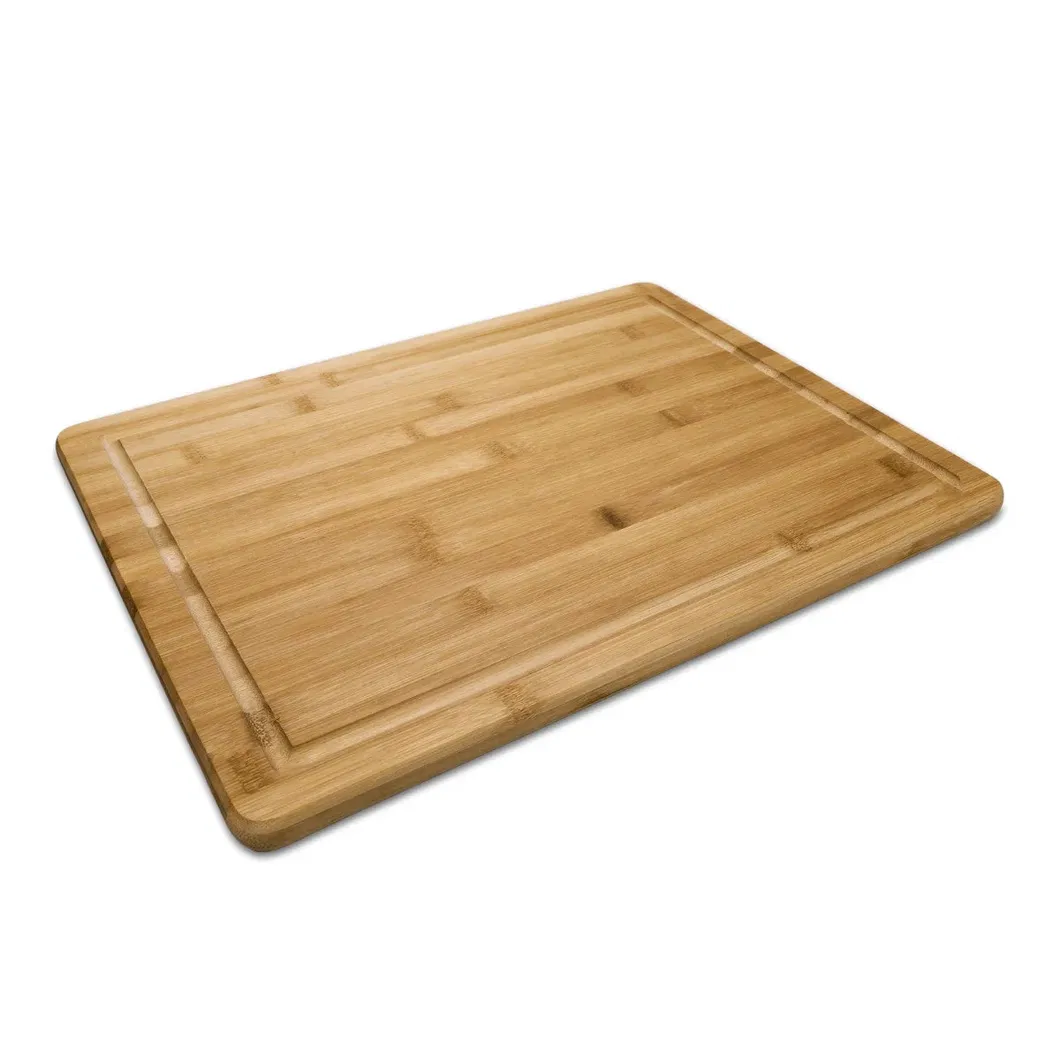 Tabla de cortar de bamb&uacute; grande premium con ranura para jugo y migas 