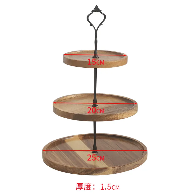 para exhibici&oacute;n de pasteles para fiesta/boda Bandeja para servir de madera de Acacia cuadrada de 3 niveles, 3 uds., soporte para exhibici&oacute;n de pasteles para fiesta/boda 