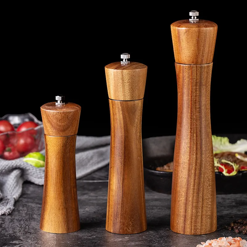 Bien - Molinillo manual de madera de acacia para pimienta y especias 