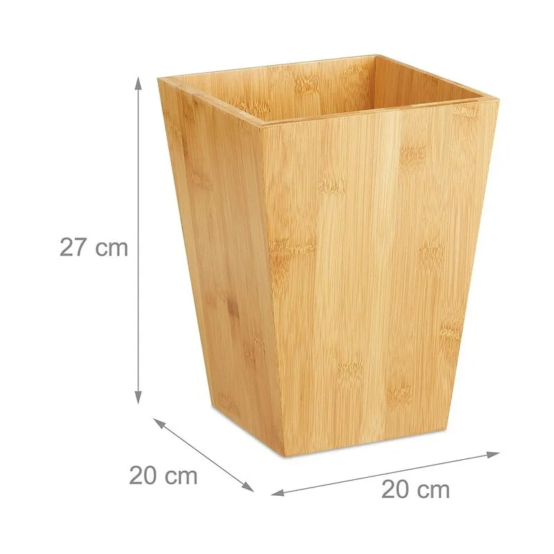 Bote de basura de bamb&uacute; cuadrado creativo/papelera de oficina/bote de basura para sala de estar y ba&ntilde;o 