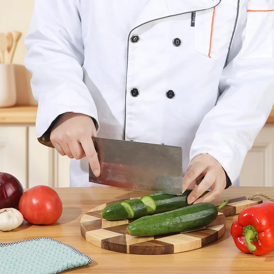 Tabla de servir de madera de caucho en espiga Tabla de cortar con mango 