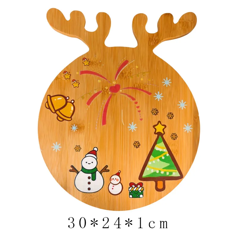 Tabla de cortar de bambú personalizada con forma de árbol de Navidad, tabla para servir, tablero de