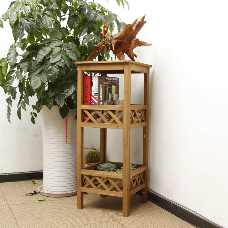 estante de exhibici&oacute;n de soporte de jard&iacute;n de almacenamiento multicapa, soporte de madera para plantas 