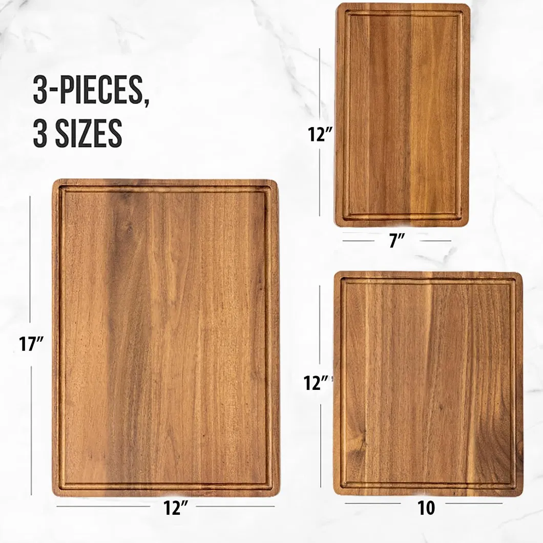 Juego de bloques de cocina rectangulares de madera de acacia con soporte 