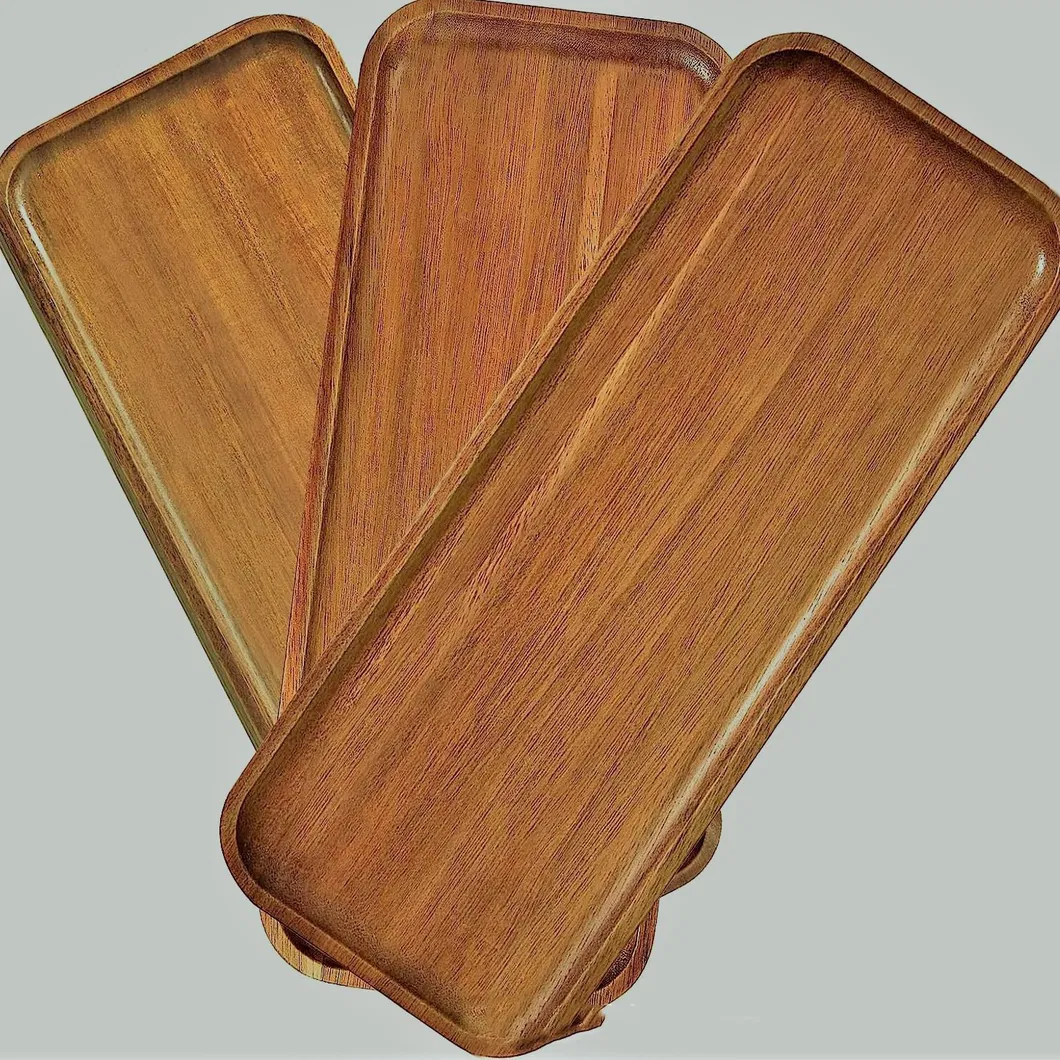 Fuentes de fiesta de madera de acacia rectangulares y ovaladas de gran capacidad