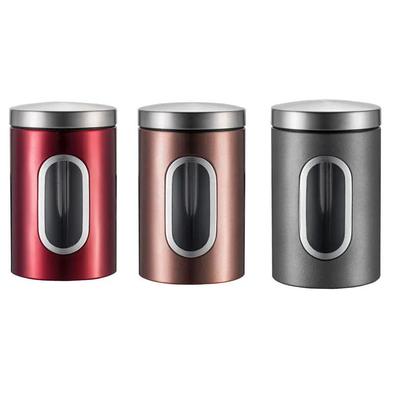 Caja de almacenamiento de alimentos de acero inoxidable, juego de tarros para almacenamiento de t&eacute;, botellas y botes con tapas