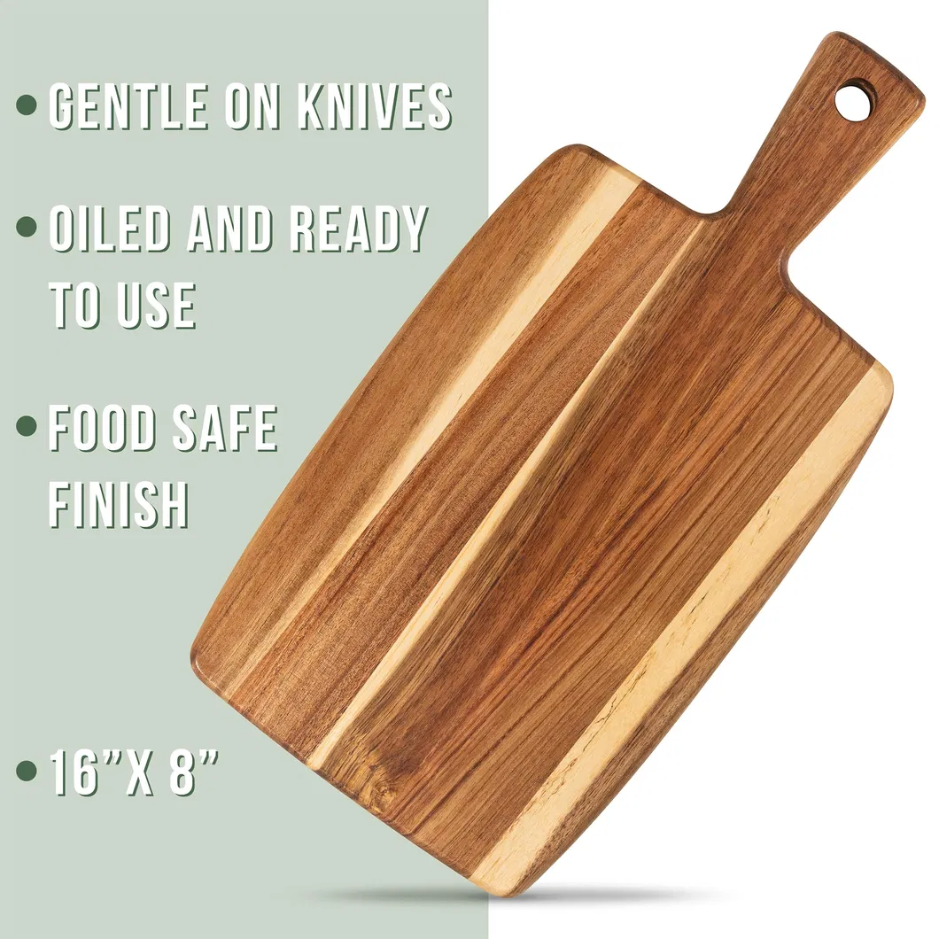 de queso de madera de acacia con forma de paleta, tabla para servir con mango 