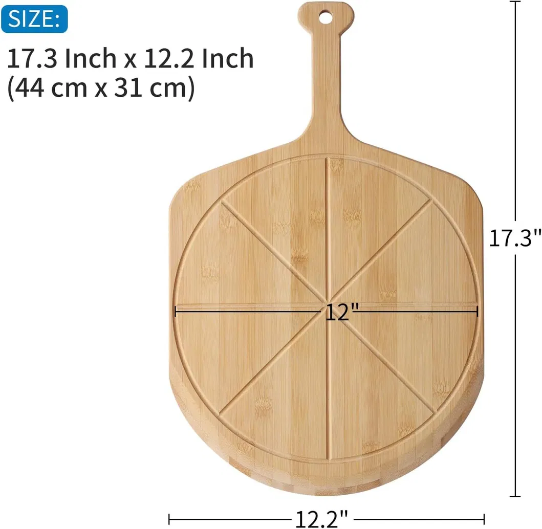 Tabla de cortar de bamb&uacute; elegante ligera de la pizza de la bandeja de la pizza de la c&aacute;scara de la pizza de 21X14 pulgadas 
