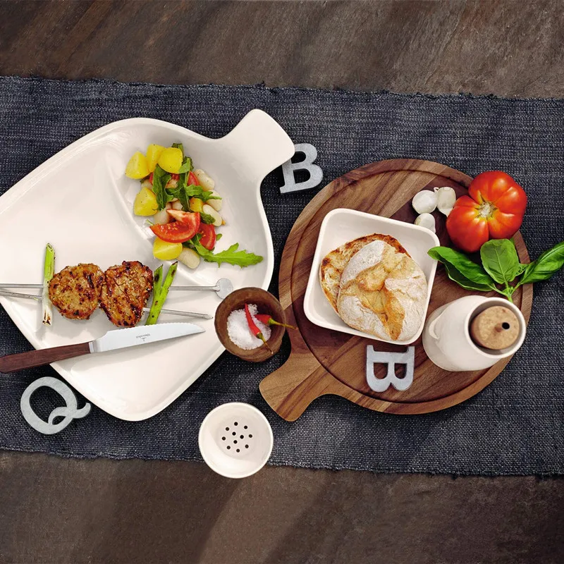 redondo de madera de acacia para servir, tablero de charcuter&iacute;a, tablero de beaf Plato 