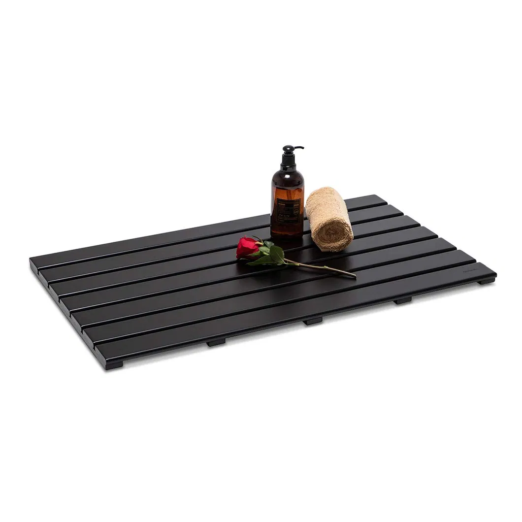 Alfombra de ducha de bamb&uacute; negra Alfombra de ba&ntilde;o para uso dom&eacute;stico 