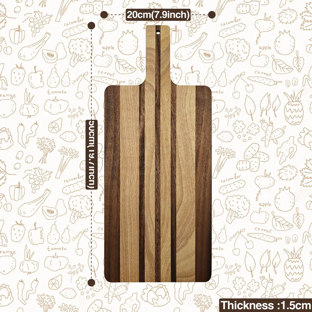 Tabla de servicio de grano de madera de acacia con forma de paleta