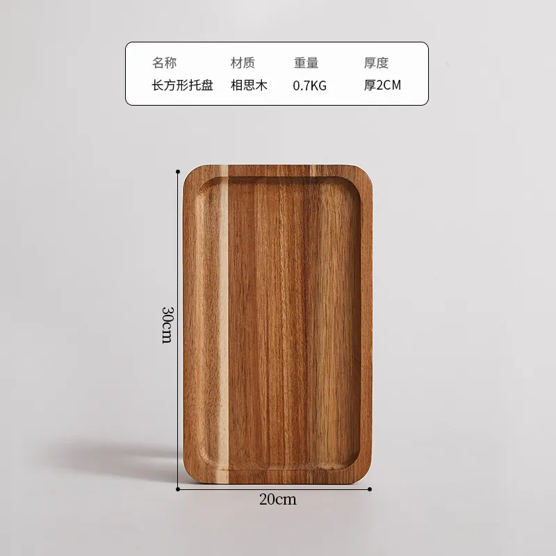 Juego de bandejas decorativas de madera de bambú vintage para servir aperitivo/café/decoración del hogar