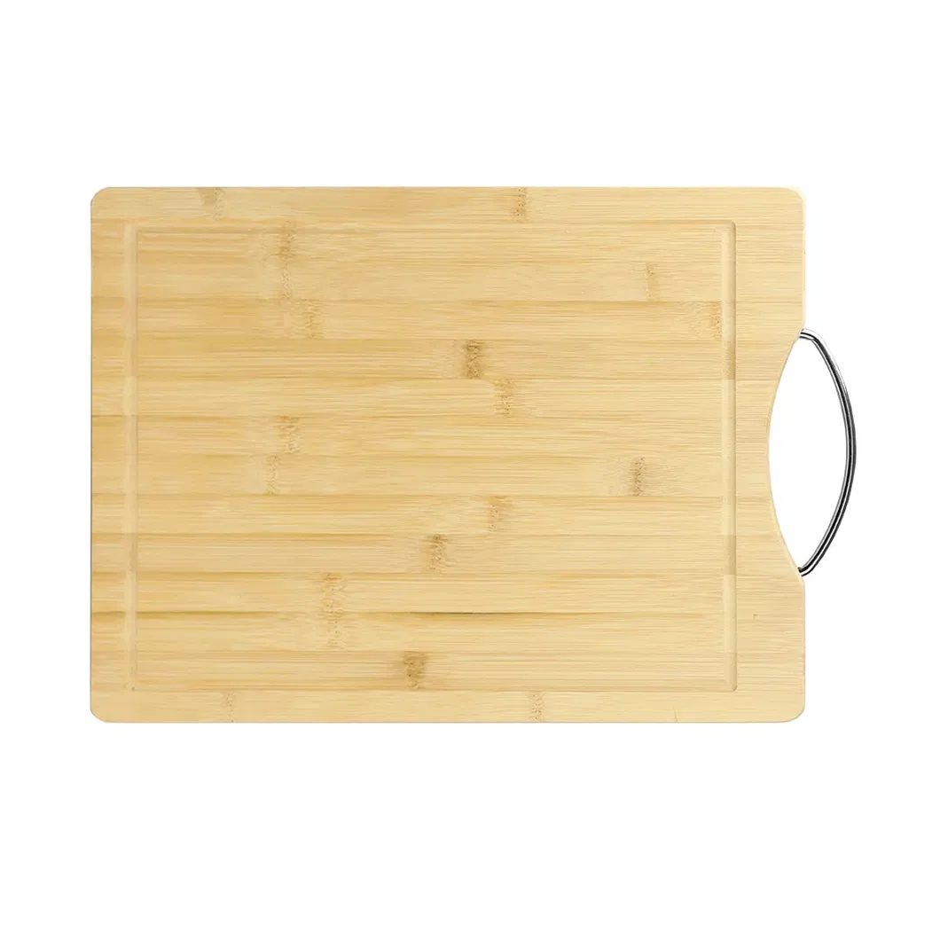 Tabla de cortar de bambú de primera calidad con mango de acero inoxidable duradero