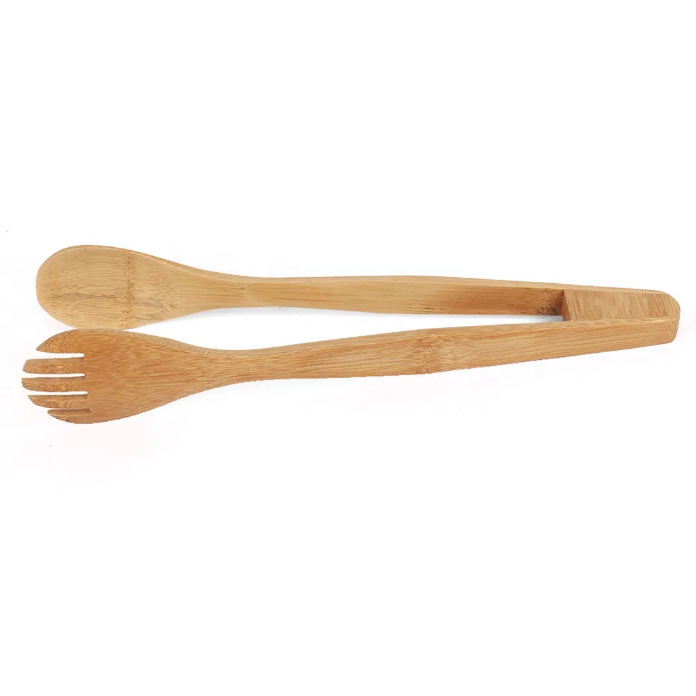 Tenedor de bambú, cuchara, pinzas para ensalada para cocina,