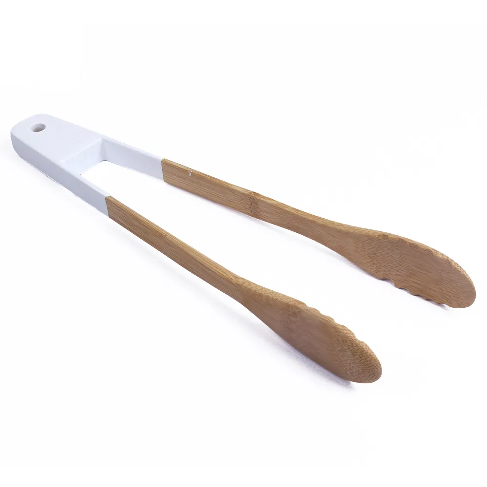 Pinzas de cocina largas de bambú con pintura de colores