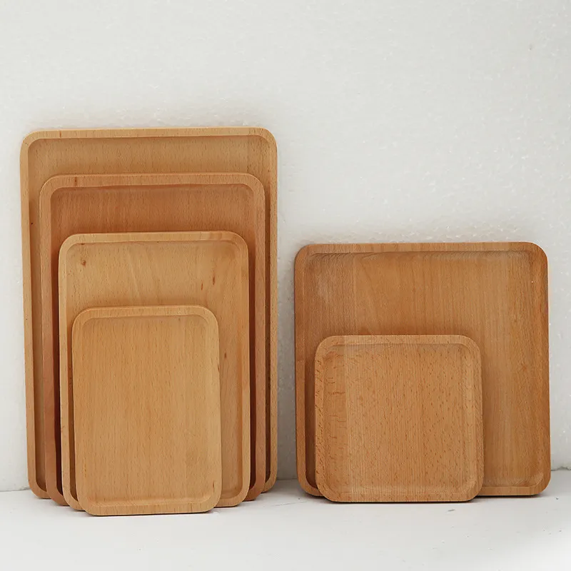 Plato para servir de madera de haya rectangular de estilo japonés, plato para aperitivos
