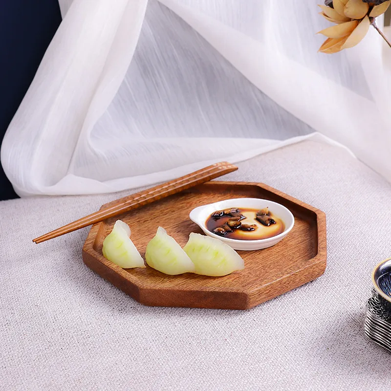 Juego de bandejas para servir de madera de ébano con forma octágono para cocina