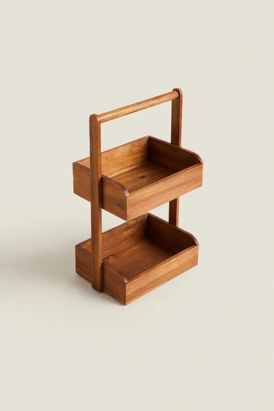 Estante organizador de la ducha del estante derecho del piso de madera de acacia del almacenamiento 