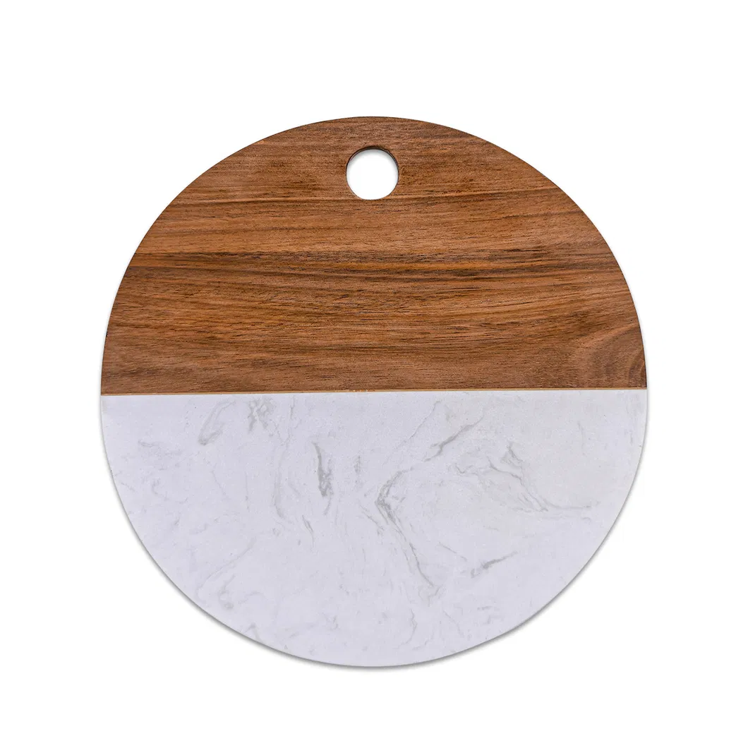 Tabla de cortar redonda vendedora caliente con m&aacute;rmol blanco y madera