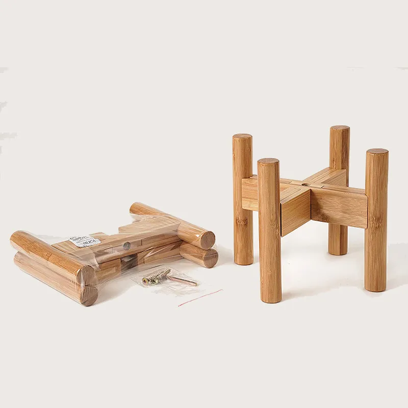 ajustable de 8 - 12 pulgadas para sala de estar y balcón Soporte para plantas de interior de bambú ajustable de 8 - 12 pulgadas para sala de estar y balcón