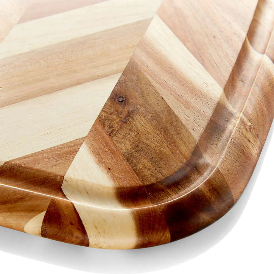 Tabla de cortar de madera rectangular grande con patr&oacute;n de espiga para cocina 